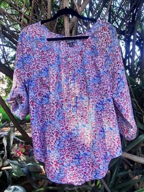 Seychelles Pink & Blue Floral Button-Front Blouse